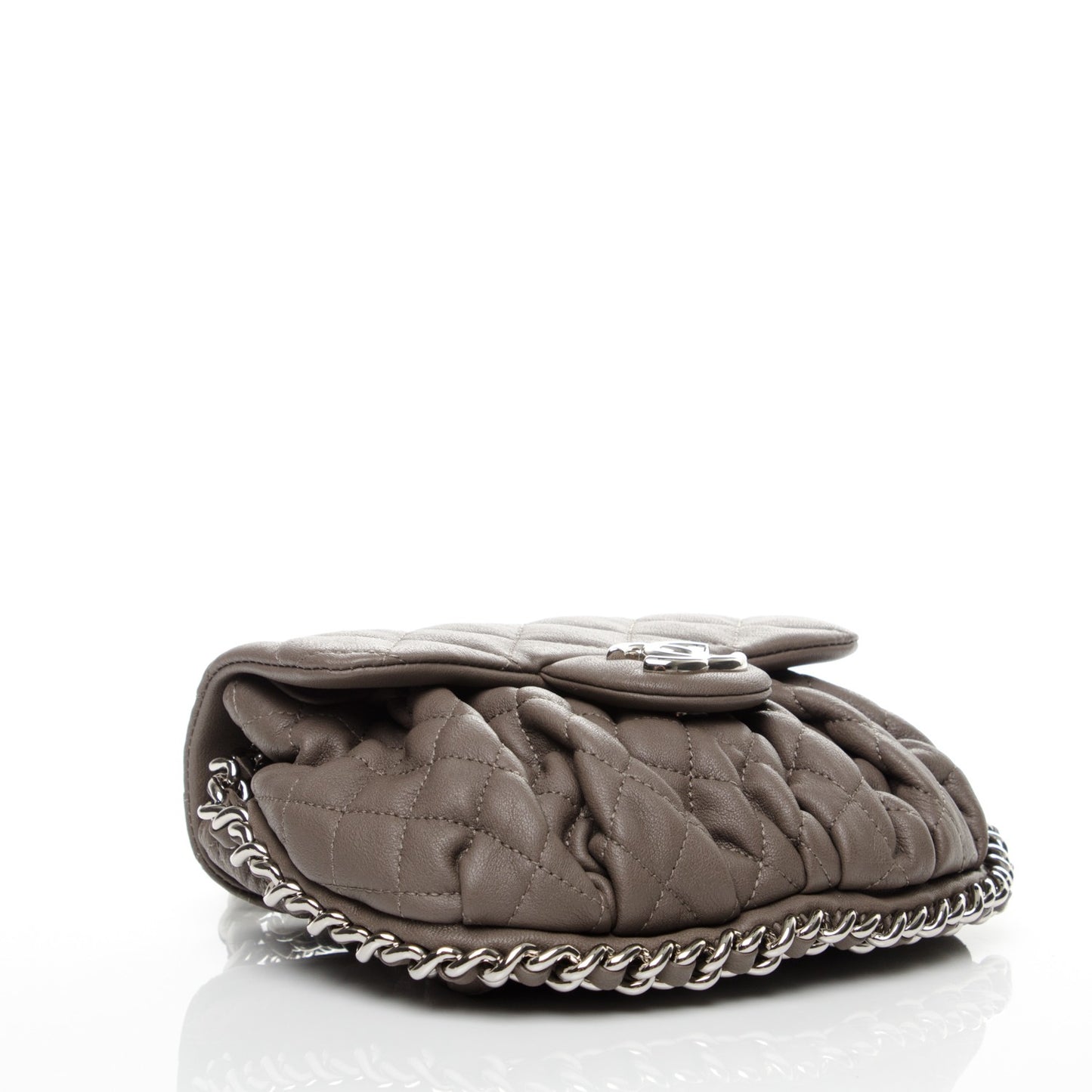 Washed Lambskin Quilted Mini Chain Around Flap Taupe