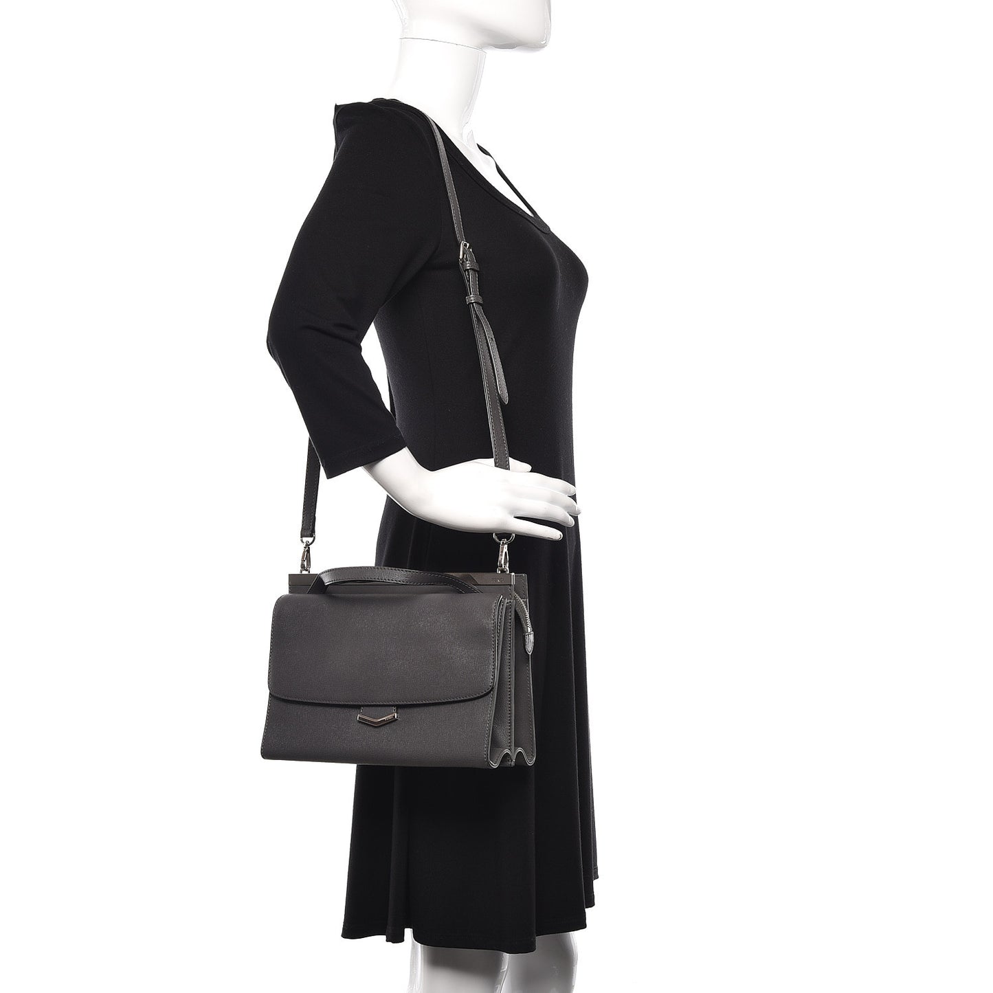 Vitello Elite Flamingo Demi Jour Shoulder Bag Grey