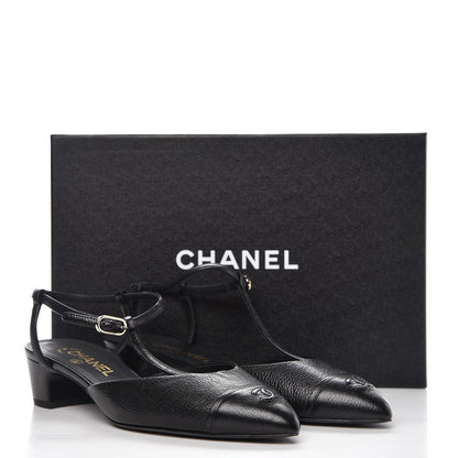 Chanel Goatskin Cap Toe CC Slingback Sandals 39.5 Black 9 of 9
