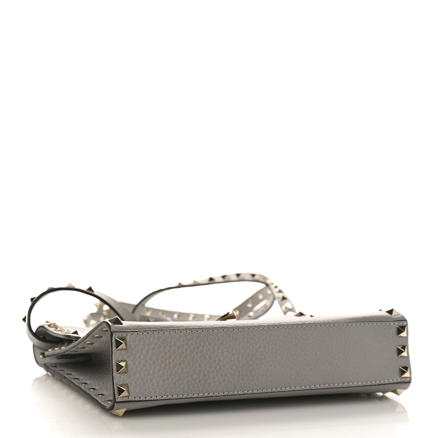 Pebbled Calfskin Medium Rockstud Flip Lock Crossbody Bag Pastel Grey