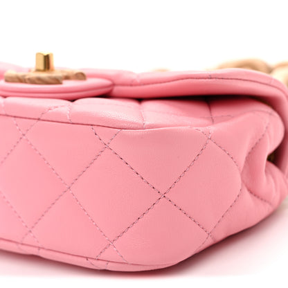 Chanel Lambskin Wenge Quilted Mini Fashion Wood Square Flap Pink 10 of 10