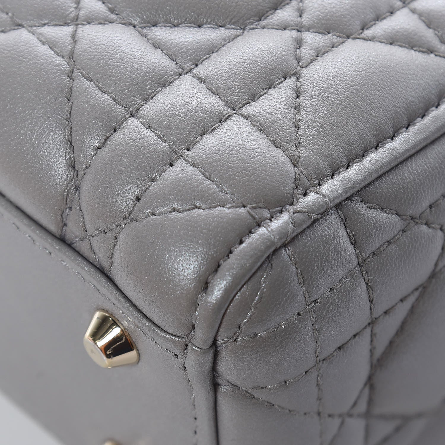 Christian Dior Metallic Lambskin Cannage Mini Lady Dior Grey 12 of 22
