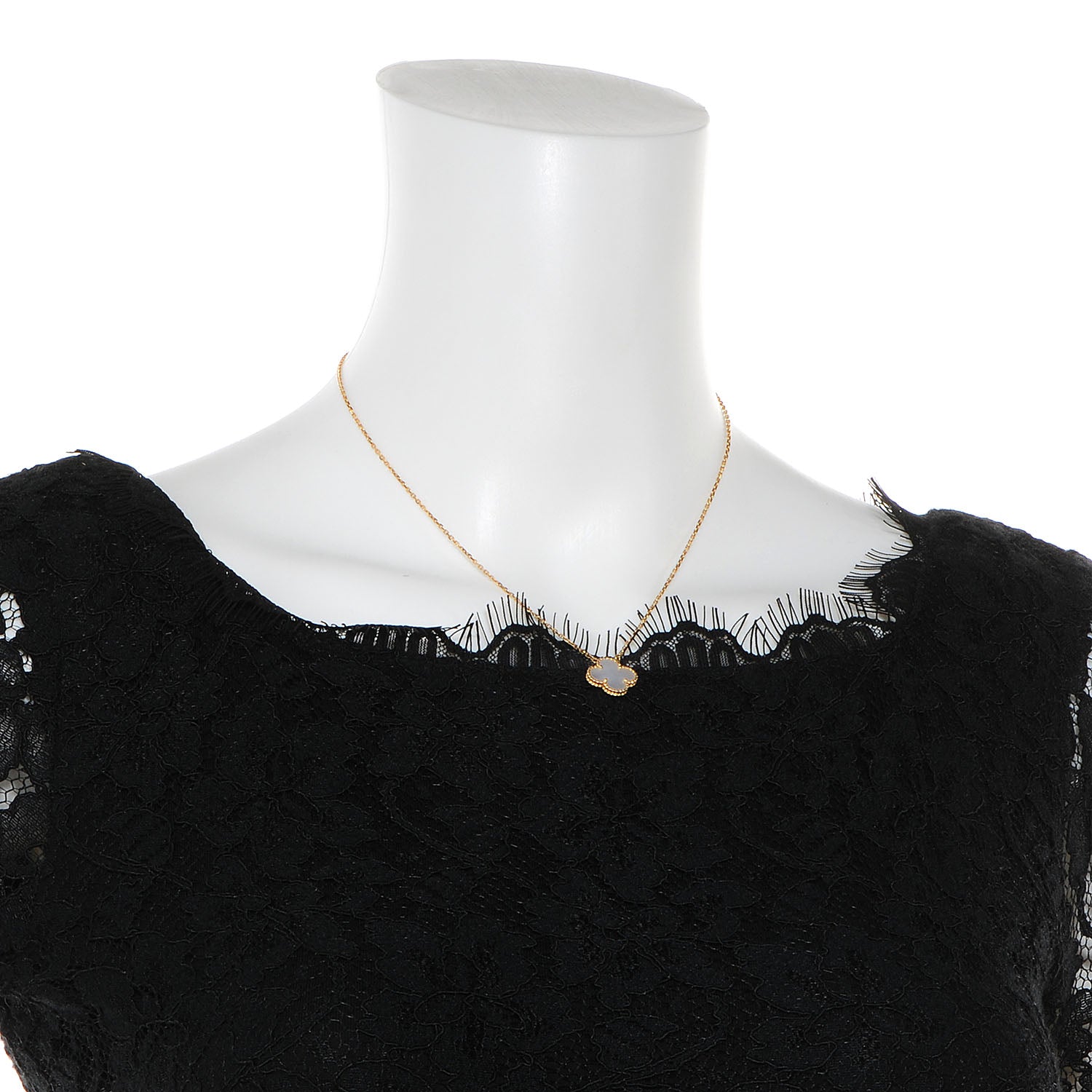 Van Cleef & Arpels 18K Yellow Gold Mother of Pearl Vintage Alhambra Pendant Necklace 2 of 6