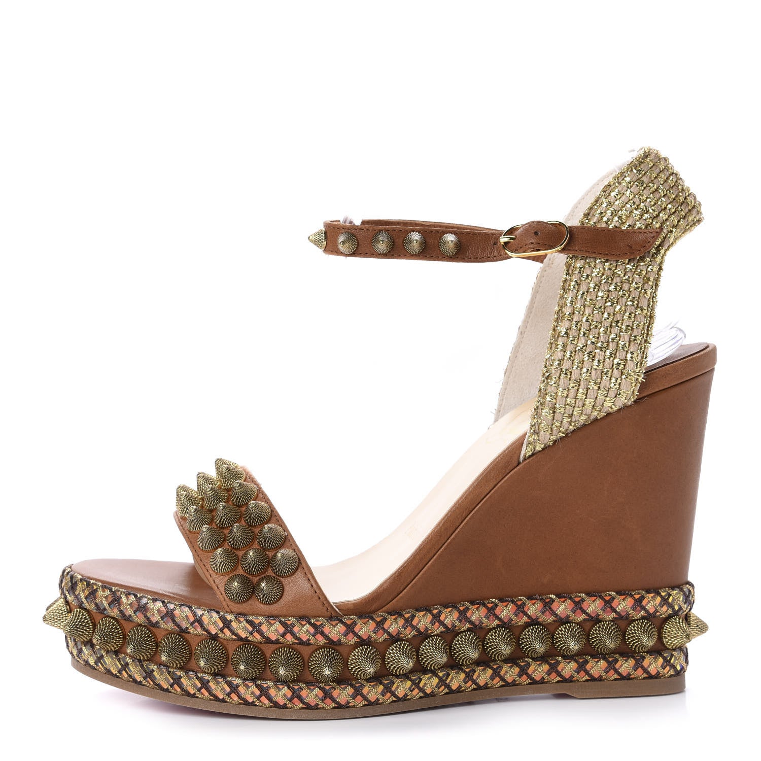 Christian Louboutin Calfskin Cordorella 110 Wedge Sandals 37 Version Cuoio 1 of 9
