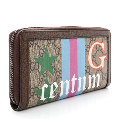 Gucci GG Supreme Monogram Equestrian Diana Zip Around Continental Wallet Beige Ebony Multicolor New Acero 3 of 10