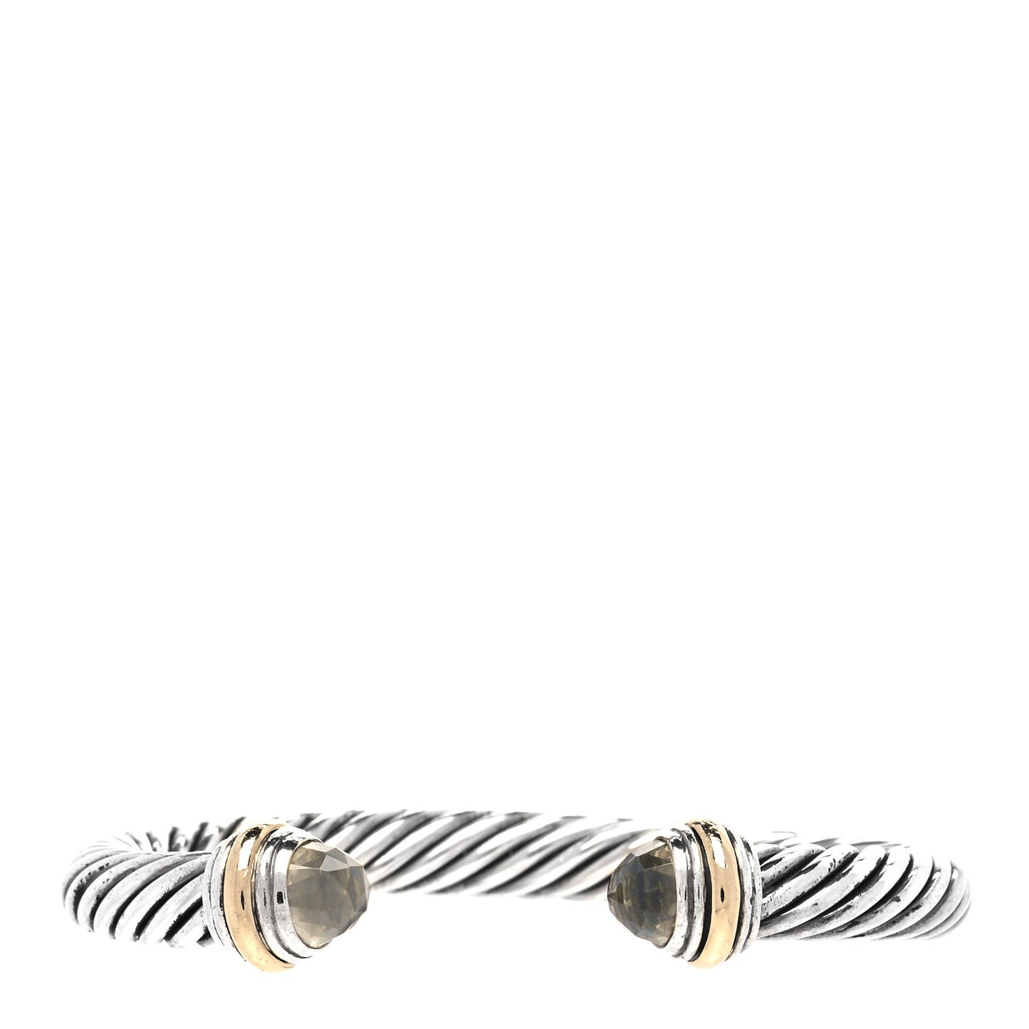 Sterling Silver 14K Yellow Gold Prasiolite 7mm Cable Classics Bracelet