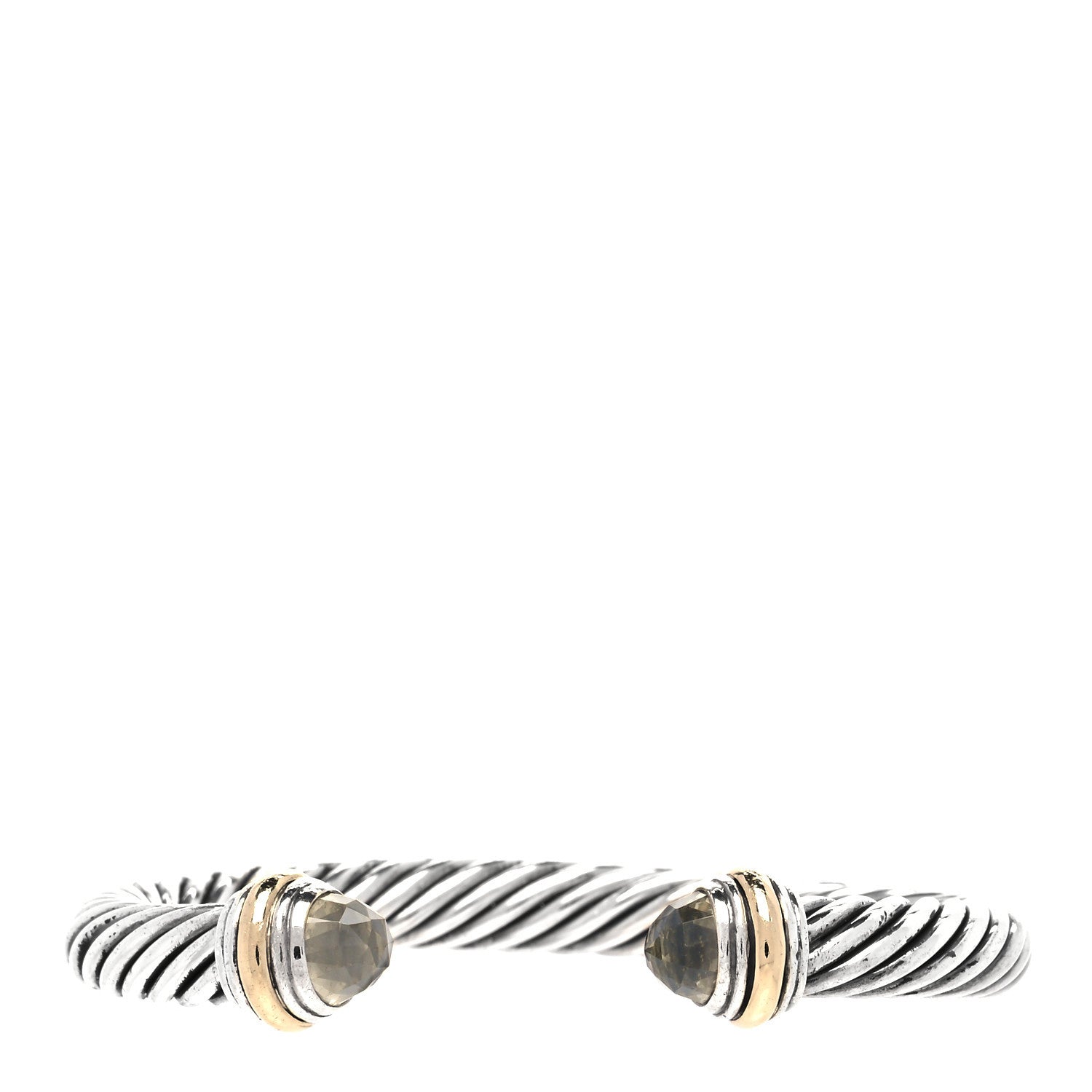 David Yurman Sterling Silver 14K Yellow Gold Prasiolite 7mm Cable Classics Bracelet 1 of 4