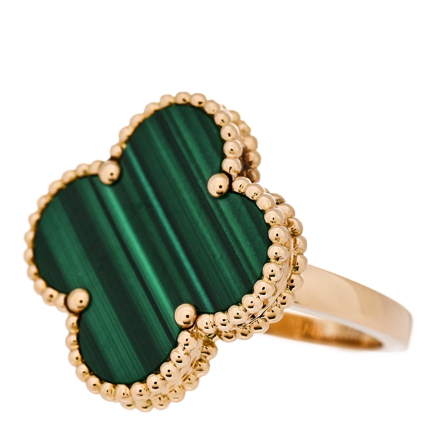 Van Cleef & Arpels 18K Yellow Gold Malachite Magic Alhambra Ring 50 5.25 1 of 6