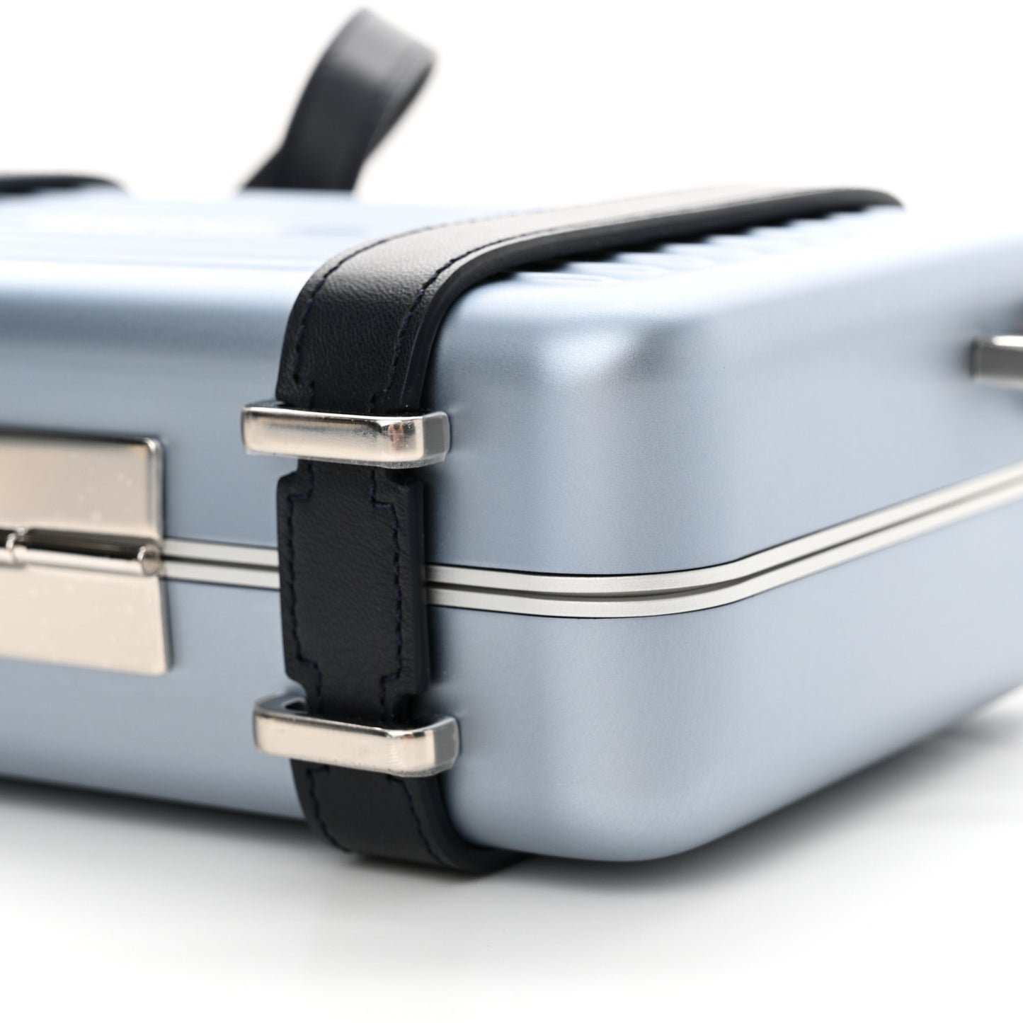 X RIMOWA Aluminum Personal Clutch On Strap Bleu
