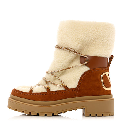 Valentino Garavani Suede Shearling Vlogo Trekkgirl 25/40mm Boots 40 Selleria 1 of 9