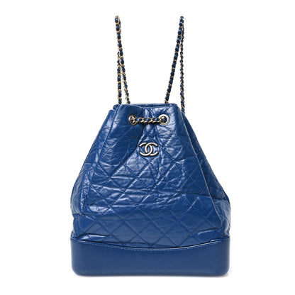 Chanel Aged Calfskin Quilted Gabrielle Backpack Blue 1 of 11