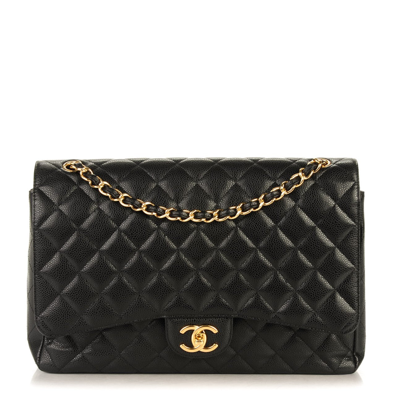 Caviar Quilted Maxi Double Flap Black