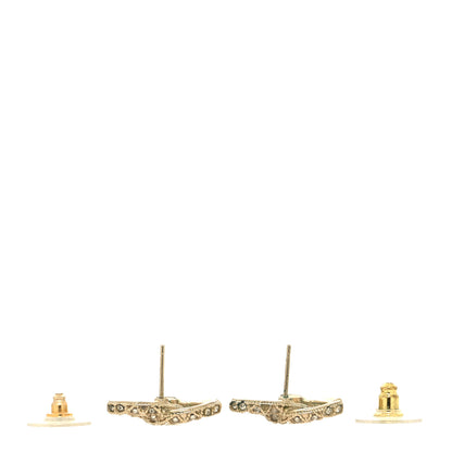 Chanel Crystal CC Earrings Light Gold 3 of 4