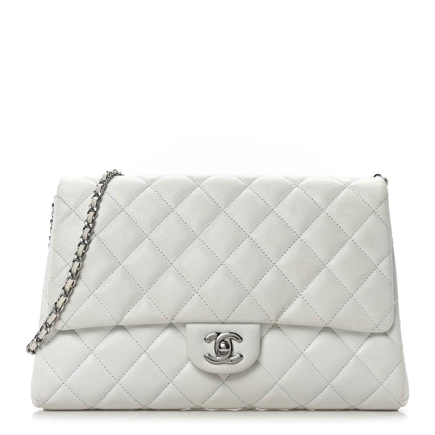 Chanel Caviar Quilted Clutch With Chain Flap White 1 of 10