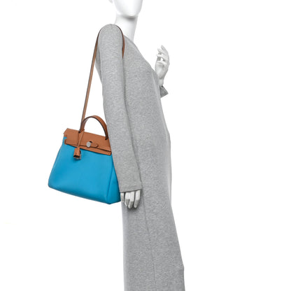 Hermes Toile Officier Vache Hunter Verso Herbag Zip Retourne PM 31 Bleu Azteque Menthe 2 of 11