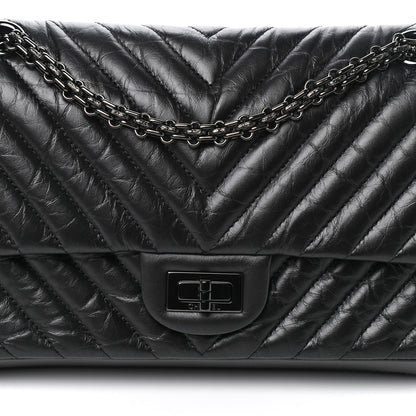 Chanel Aged Calfskin Chevron Quilted 2.55 Reissue 225 Flap So Black 8 of 10