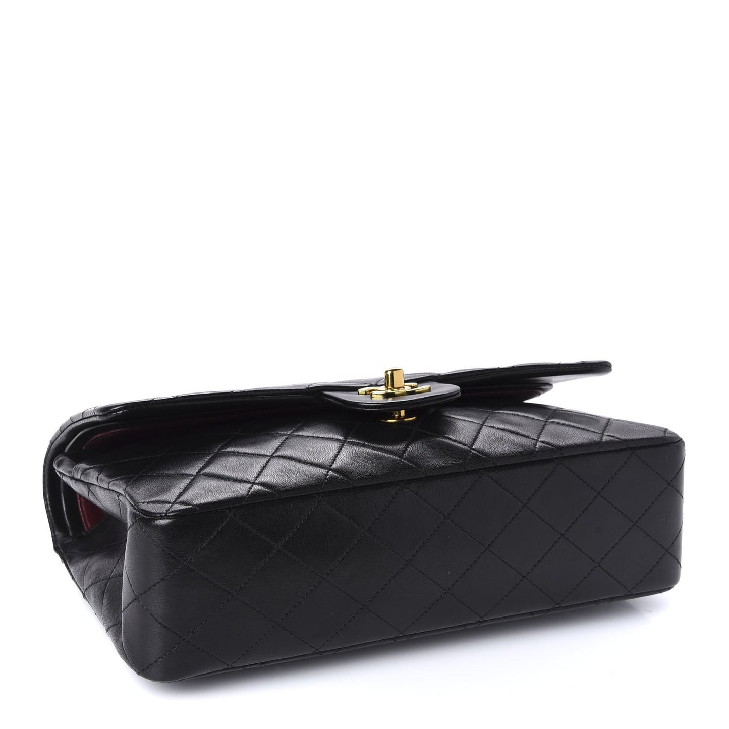 Lambskin Quilted Medium Double Flap Black