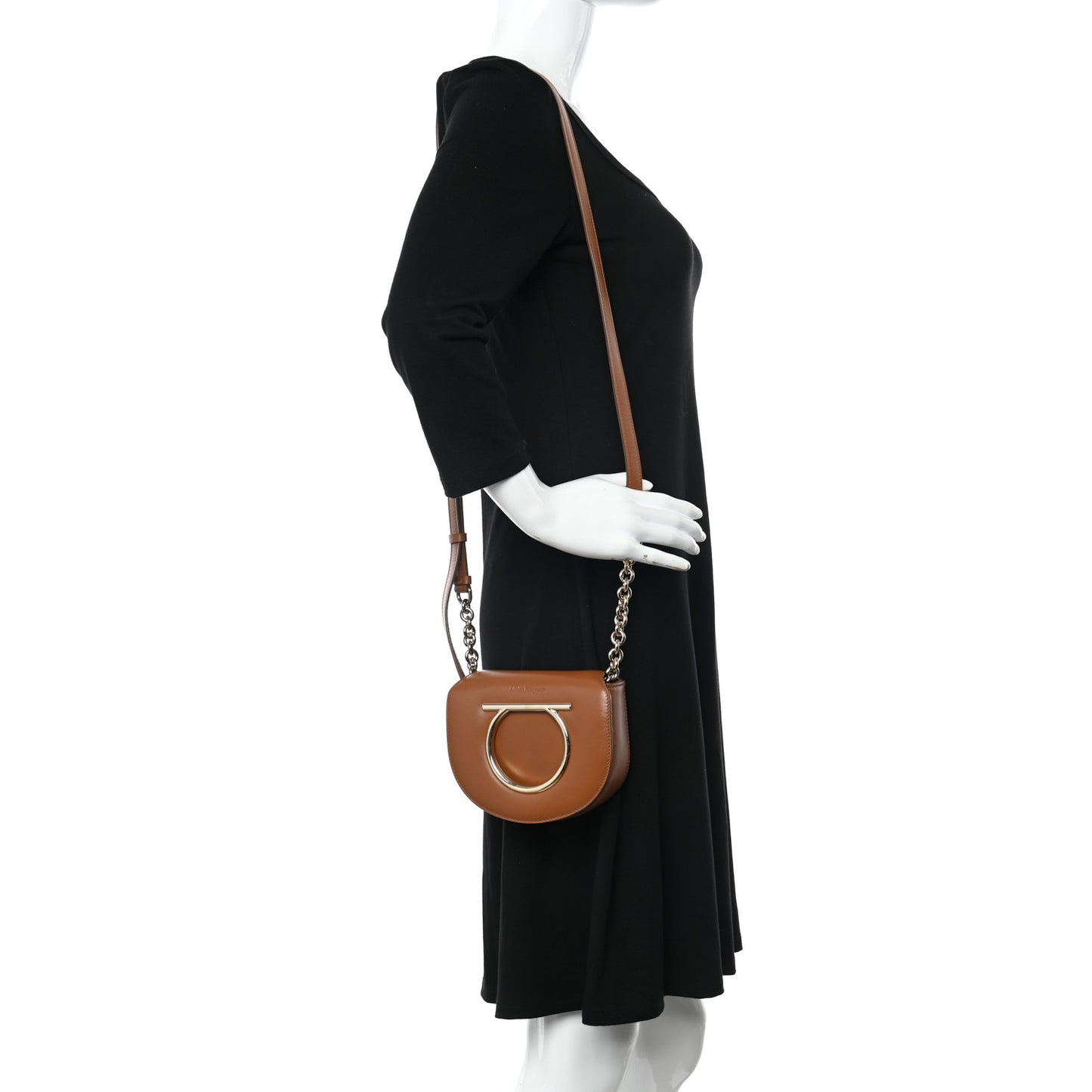 Calfskin Small Vela Flap Bag Brown