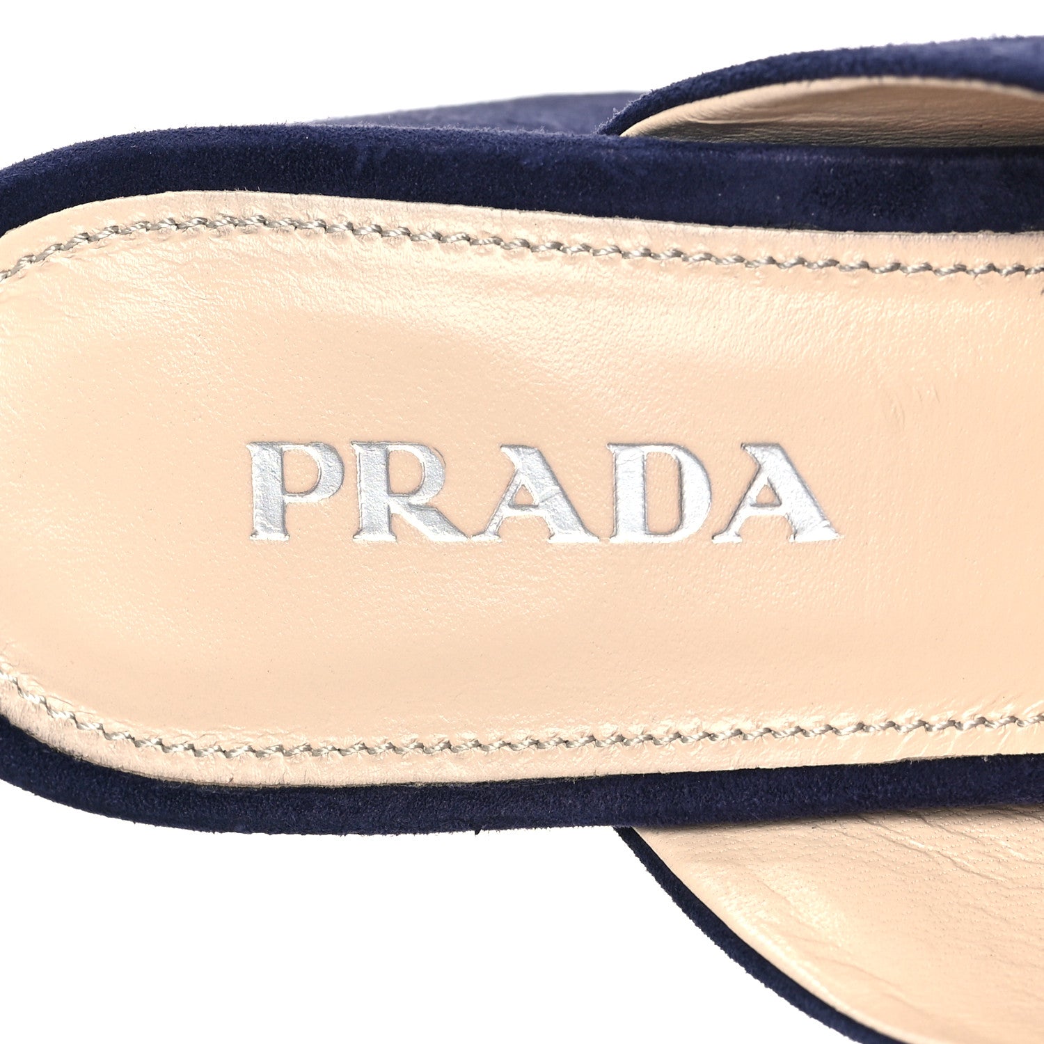 Prada Camoscio Platform 65mm Slide Sandals 37.5 Blue 7 of 9