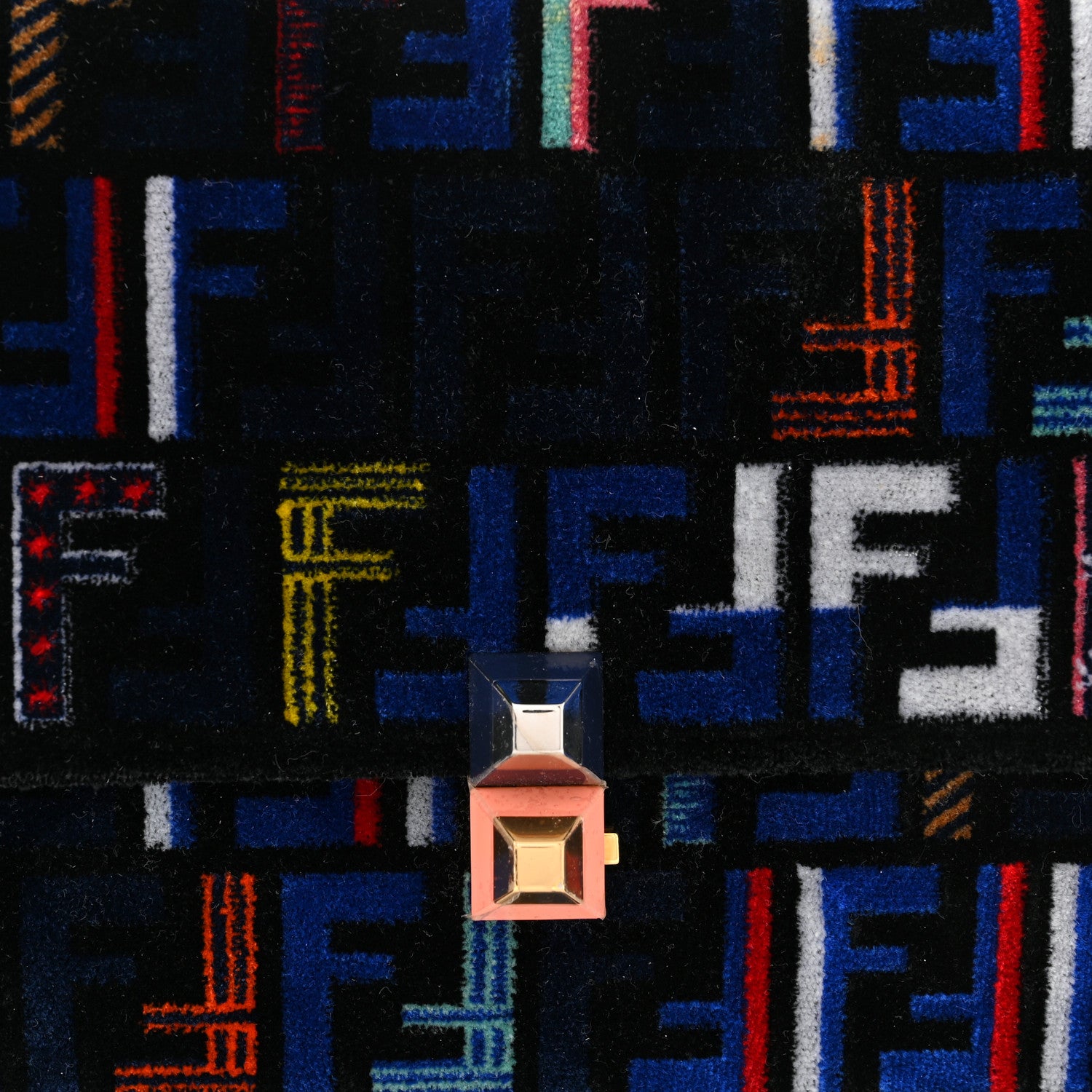 Fendi Velvet Vitello Dolce Fun Fair Kan I Shoulder Bag Blue Multicolor 8 of 10