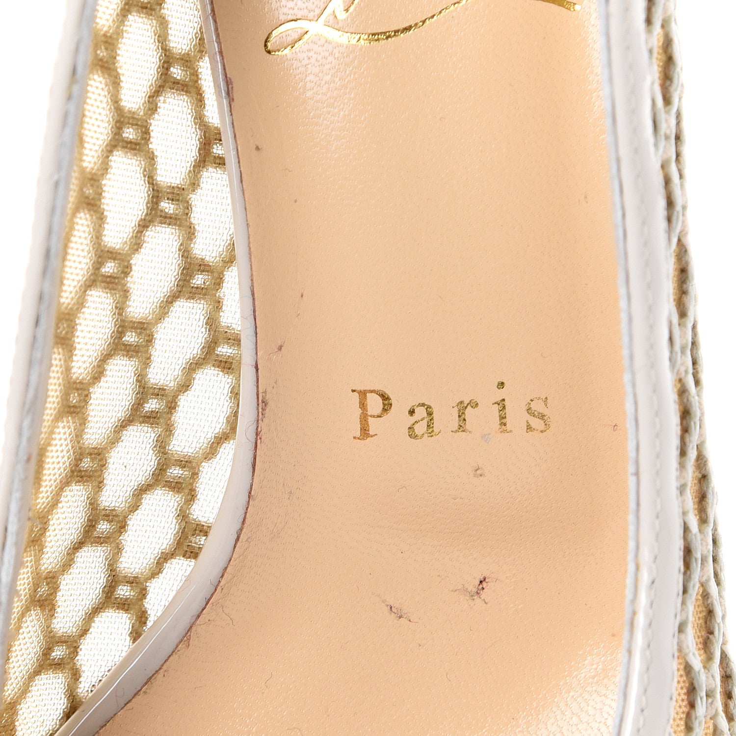 Christian Louboutin Fishnet Patent Guni 55 Spiked Pumps 36.5 White 7 of 10