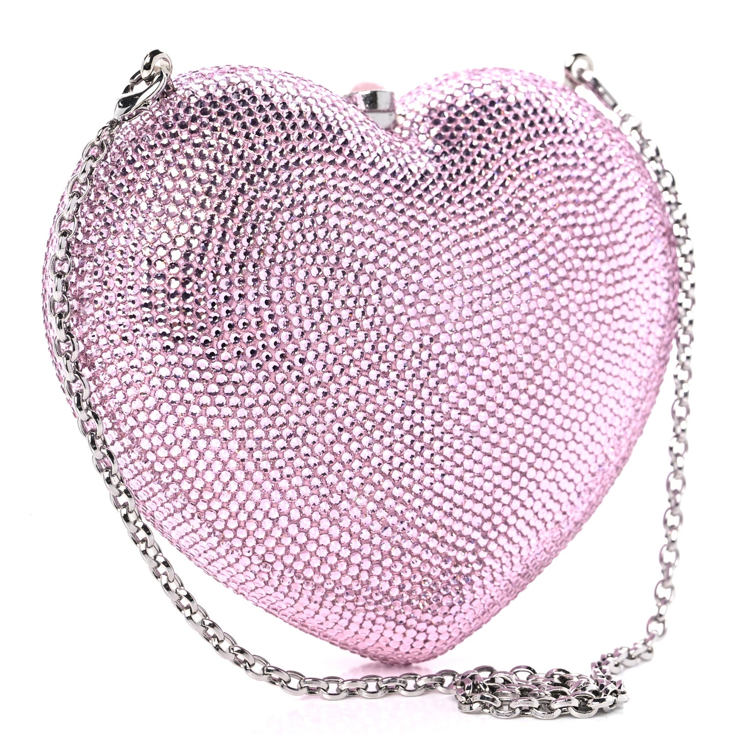 Crystal Heart Minaudiere Clutch Pink