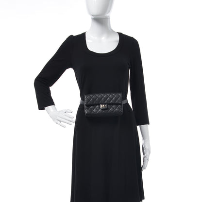 Chanel Grained Calfskin Quilted 2.55 Reissue Flap Belt Bag Clutch Black 2 of 7