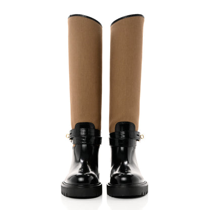 Louis Vuitton Canvas Calfskin Territory Flat High Ranger Boots 37 Khaki 2 of 8