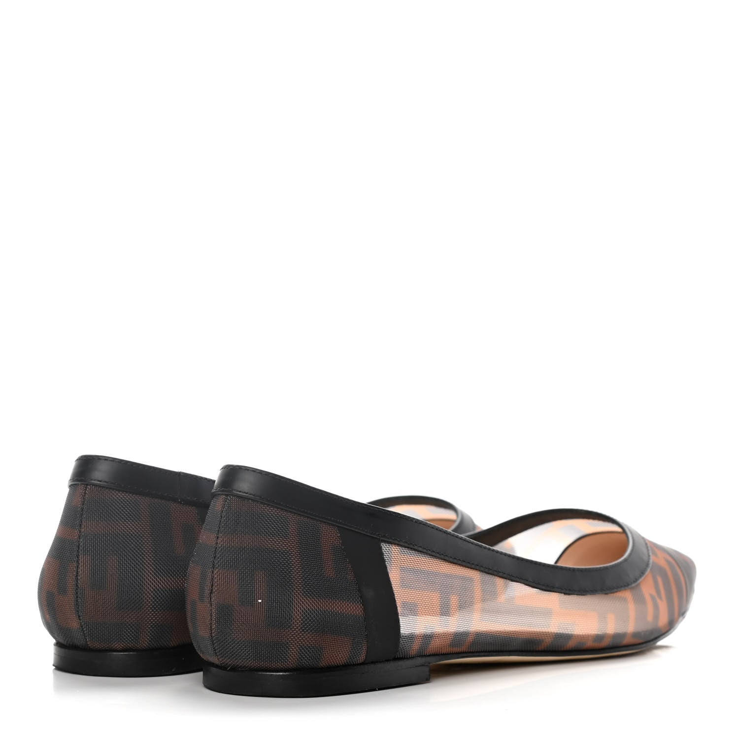 Fendi Mesh FF Skimmer Ballerina Flats 39 Tobacco Moro Black 4 of 10