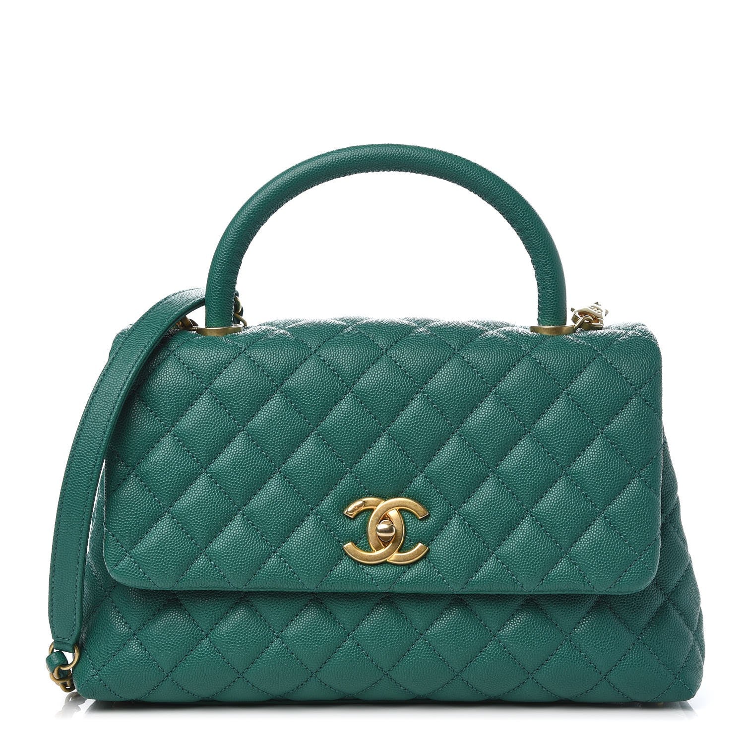 Chanel Caviar Quilted Small Coco Handle Flap Green 1 of 9