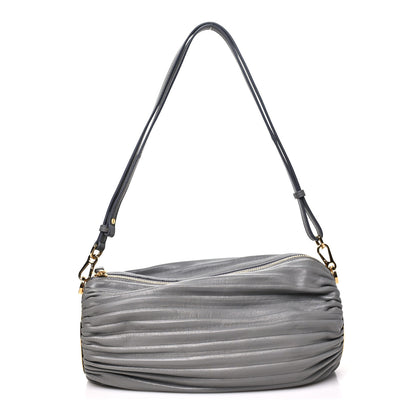 Loewe Lambskin Pleated Bracelet Pouch Shoulder Bag Asphalt Grey 1 of 9