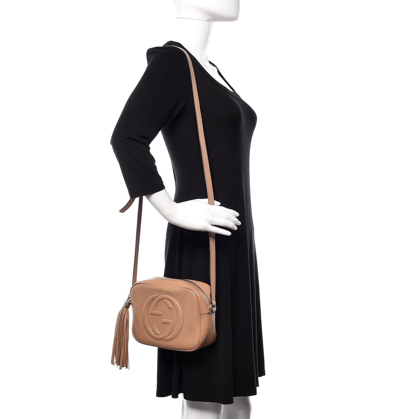 Pebbled Calfskin Small Soho Disco Bag Rose Beige