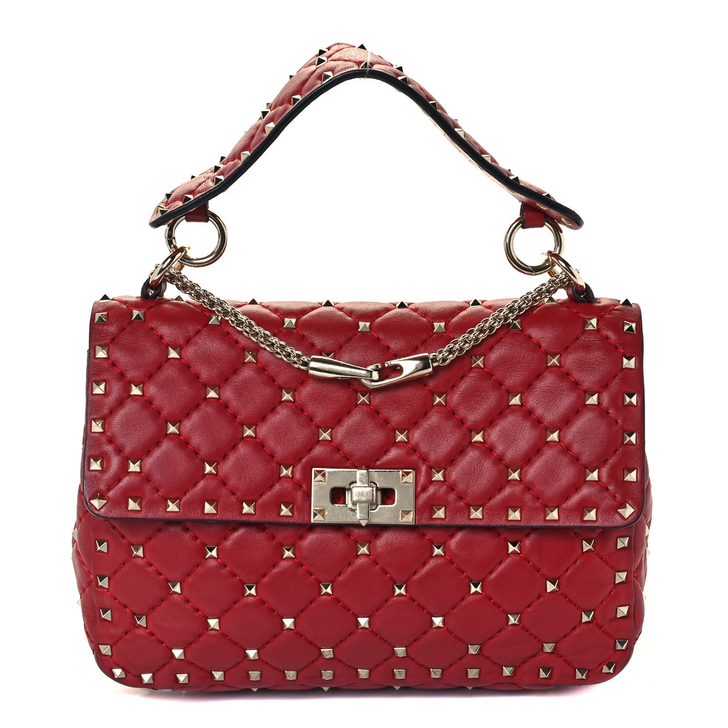 Nappa Medium Rockstud Spike Shoulder Bag Rosso Valentino
