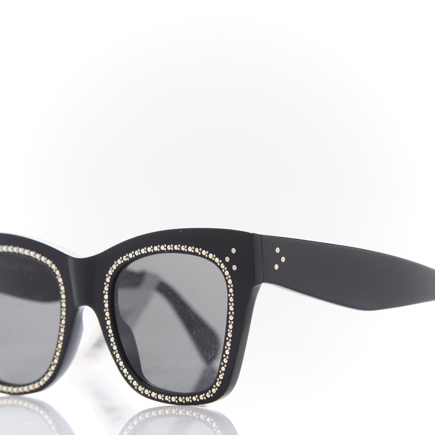 Celine Acetate Crystal Cat Eye Sunglasses CL 4004IS Black 7 of 8