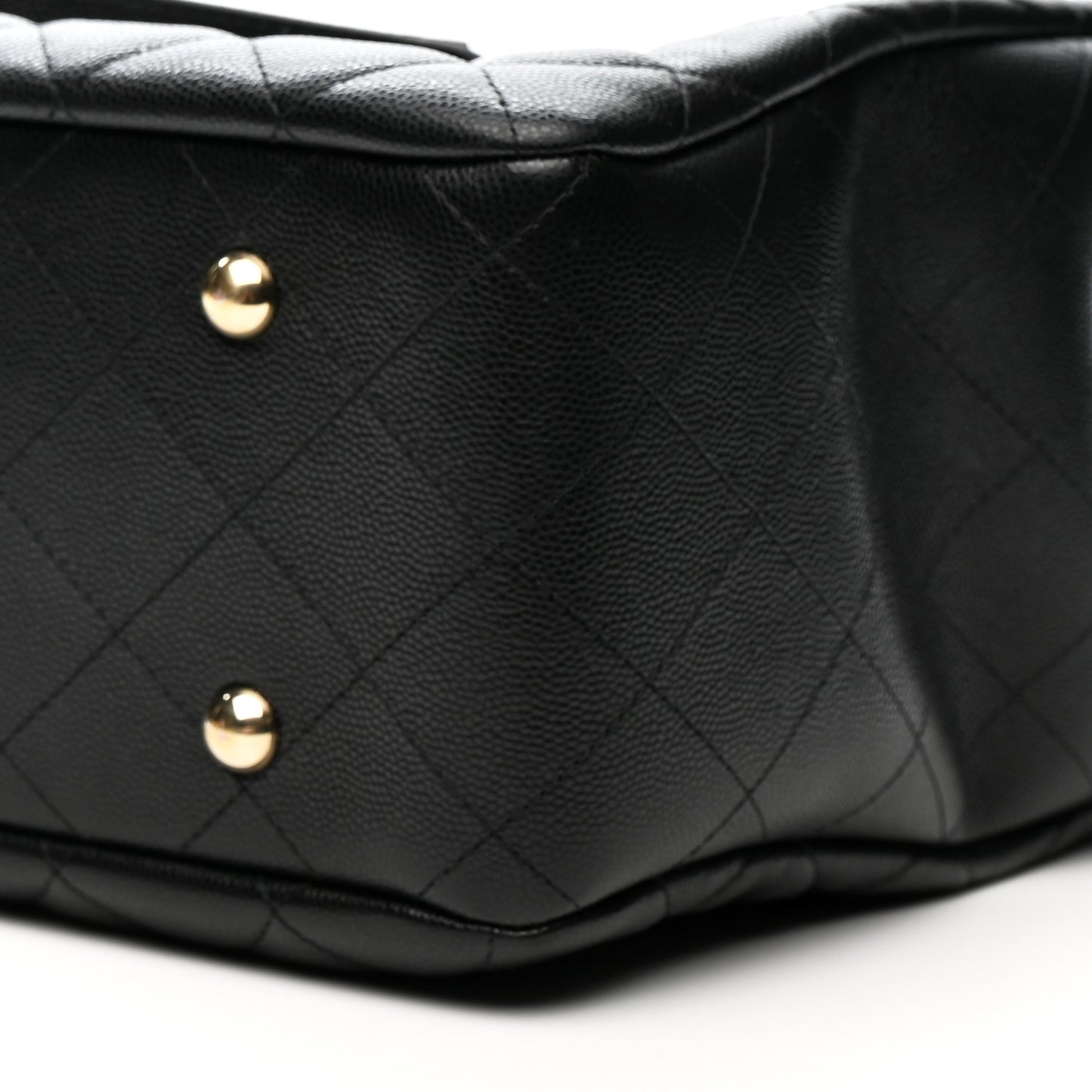 Caviar Quilted Large Shopping Tote Black