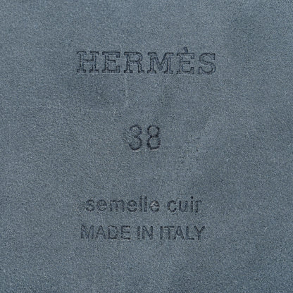 Hermes Box Calfskin Oran Sandals 38 Black 7 of 9