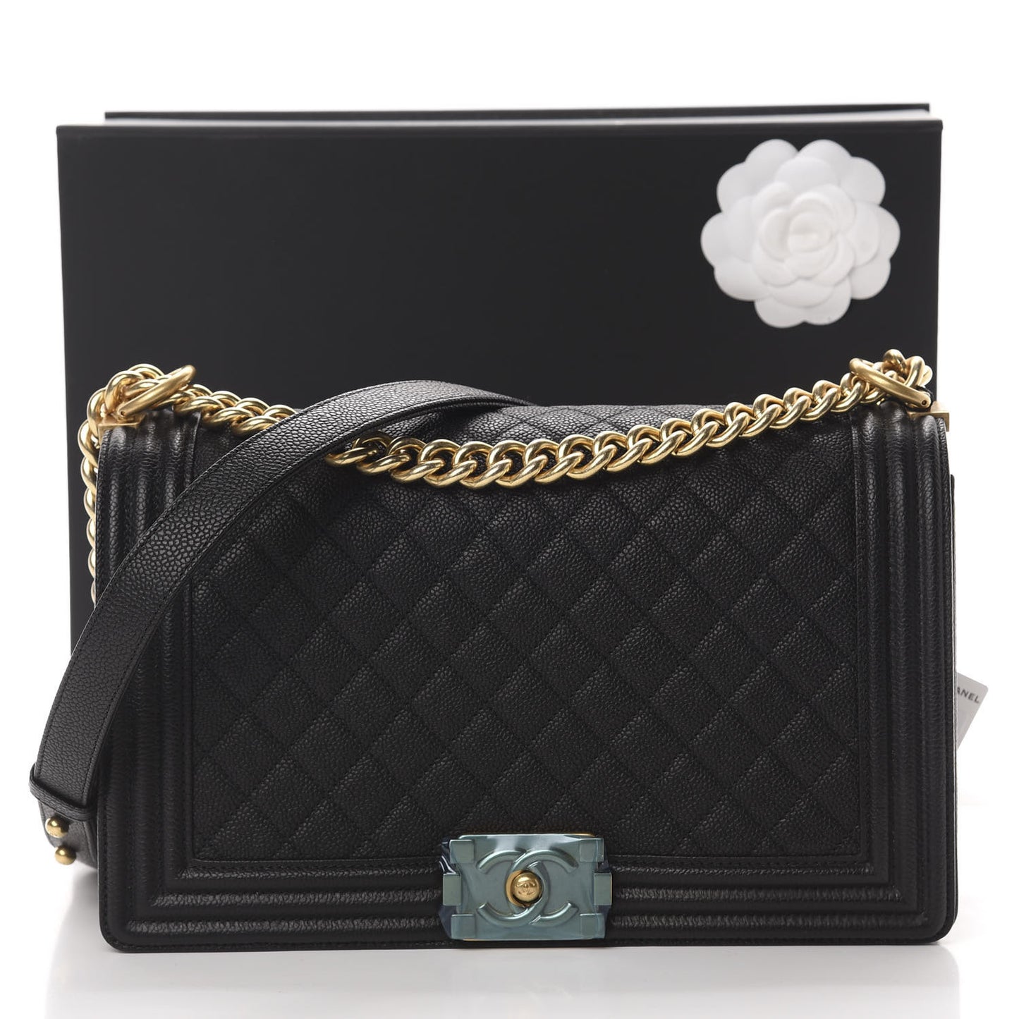 Caviar Quilted New Medium Boy Flap Black