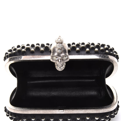 Alexander McQueen Pearl Embellished Calfskin Skull Box Clutch Black 6 of 9