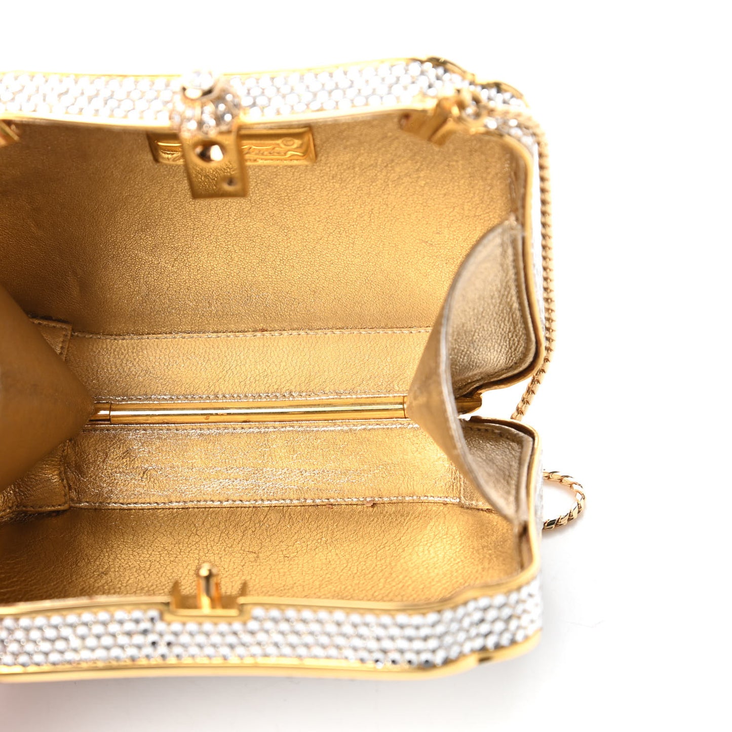 Swarovski Crystal Minaudiere Clutch Gold Silver