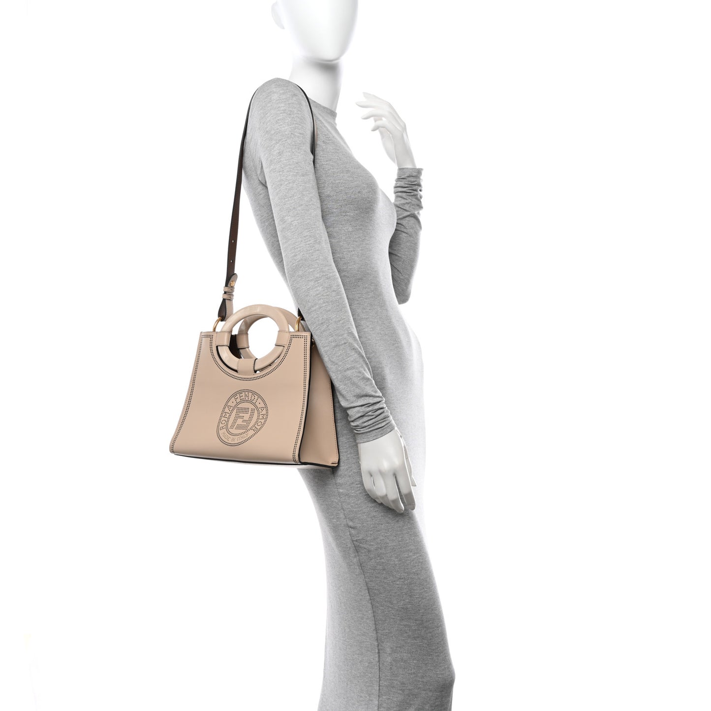 Vitello Liberty Plexiglass Stamp Patch Perforated Small Runaway Shopper Tote Nuvola