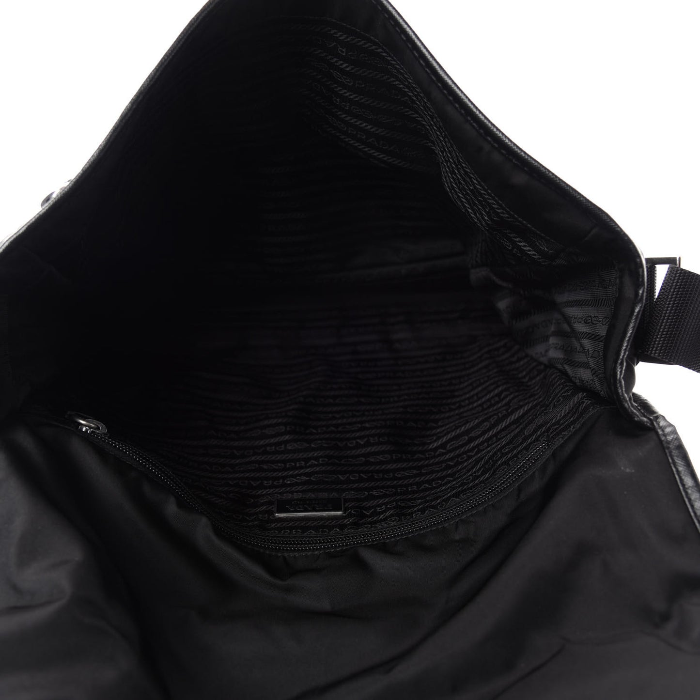 Tessuto Nylon Saffiano Messenger Bag Black