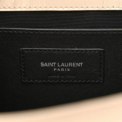 Saint Laurent Calfskin Crocodile Embossed Medium Classic Monogram Kate Tassel Satchel Nude Powder 6 of 12