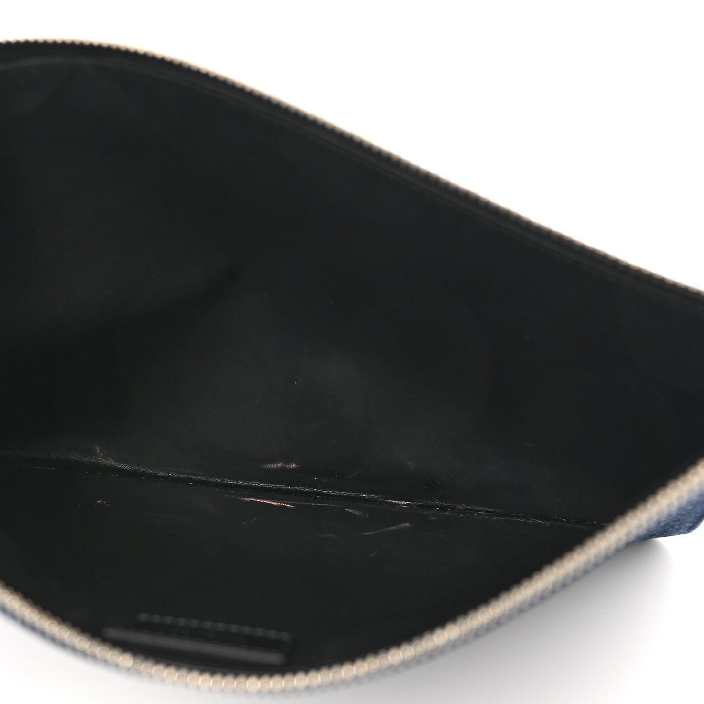 Denim Logo Zip Pouch Blue