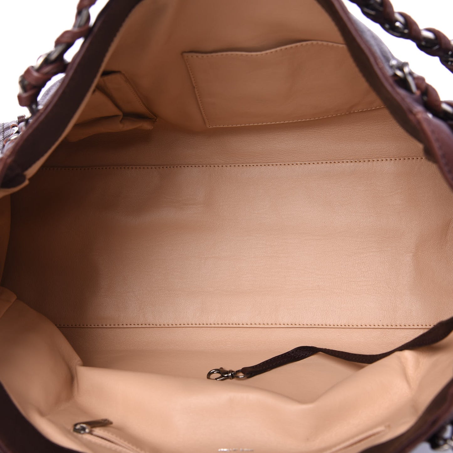 Calfskin East West Modern Chain Tote Brown