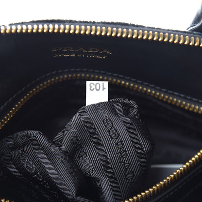 Prada Velluto Impuntu Embroidered Tote Bag Black 9 of 9