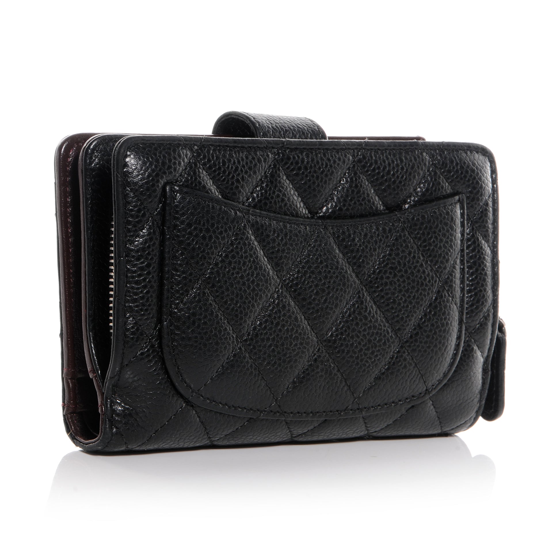 Chanel Caviar Quilted Zip Pocket Wallet Black 3 of 9