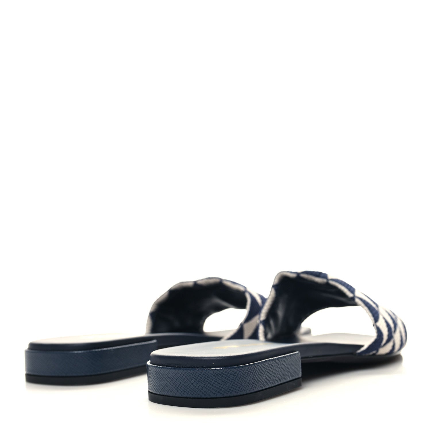 Prada Jacquard Trianglolo Symbole Embroidered Metal Triangle Logo 10mm Slide Sandals 39.5 Baltico Talco 4 of 7