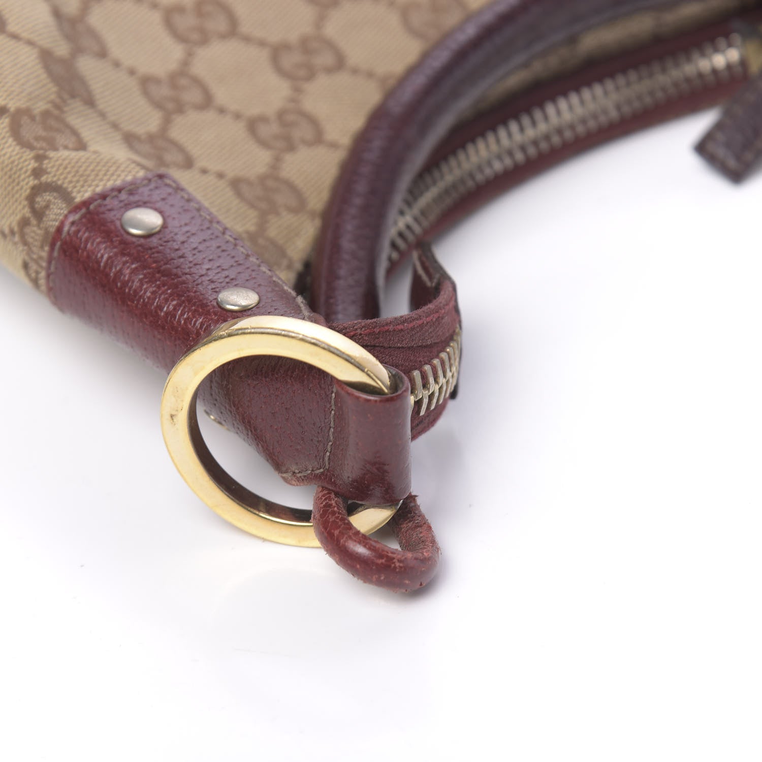Gucci Monogram Classic Ring Hobo Burgundy 8 of 15