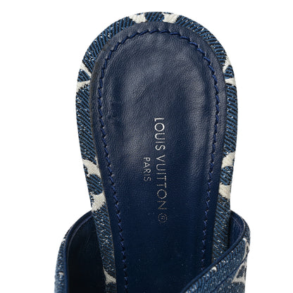 Louis Vuitton Denim Monogram Silhouette Mules 38 Navy Blue 7 of 9