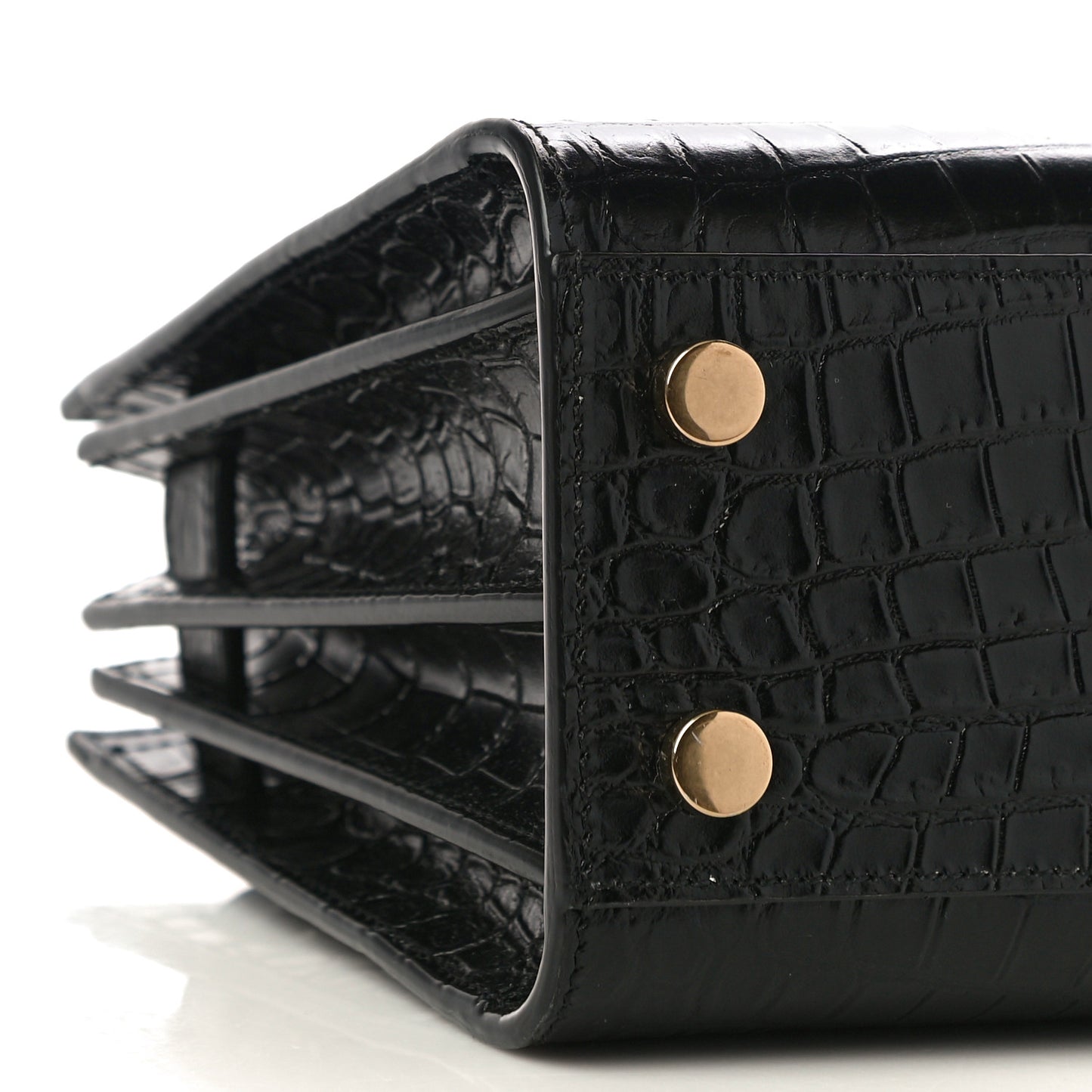 Calfskin Crocodile Embossed Nano Sac De Jour Black